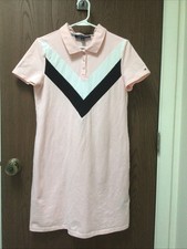 NWT Tommy Hilfiger pink polo shirt dress cotton v wedge short sleeve, sz S