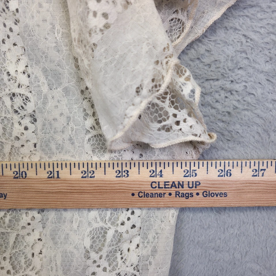 Top Lujoso Vintage Mujer 2X Crema Encaje Crochet Floral Transparente Boho Kimono Cubierta Foto 4 de 4
