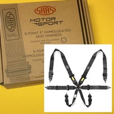 Saas S6103sfi Racing Harness 6 Point 3 Cam Lock Clip In Sfi Black 2026