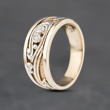 Second Hand 9ct Two Colour Gold 0.07ct Brilliant Cut Diamond Clogau Three Row...
