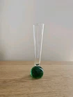 Vintage Murano Style Bullicante Art Glass Bud Vase Green Bubble Sphere MCM 8"