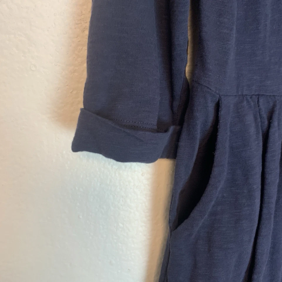 Boden Dress Womens 4R Casual Preppy Classic 3/4 Sleeves 100% Cotton Navy Pockets - Image 2 of 4
