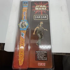 Vtg Star Wars Jar Binks Watch Episode 1 Collectors Sealed In Package LCD 1999