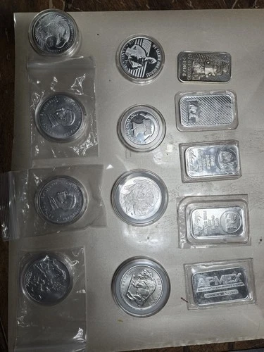 13 Ounces Of 999 Silver Bars And Rounds-Ampex Silvertowne buffalo and Australia