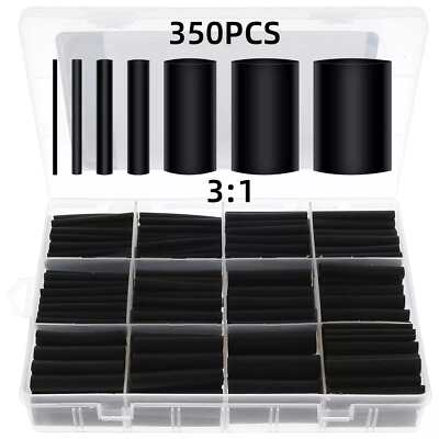 Waterproof Heat Shrink Tubing Kit 350 pcs, 3:1 Dual Wall Tube - Adhesive Line...