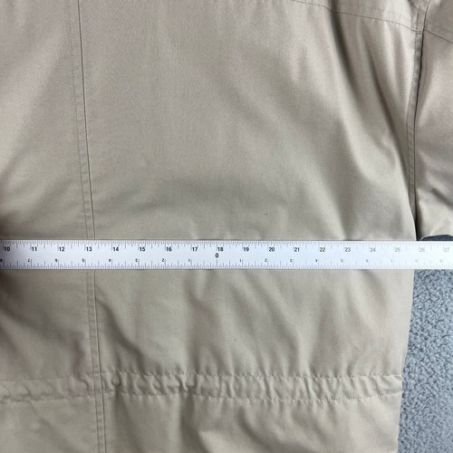 Eddie Bauer Goose Down Coat Mens Large Beige Puffer Jacket Chore Pockets Outdoor - Picture 9 of 11
