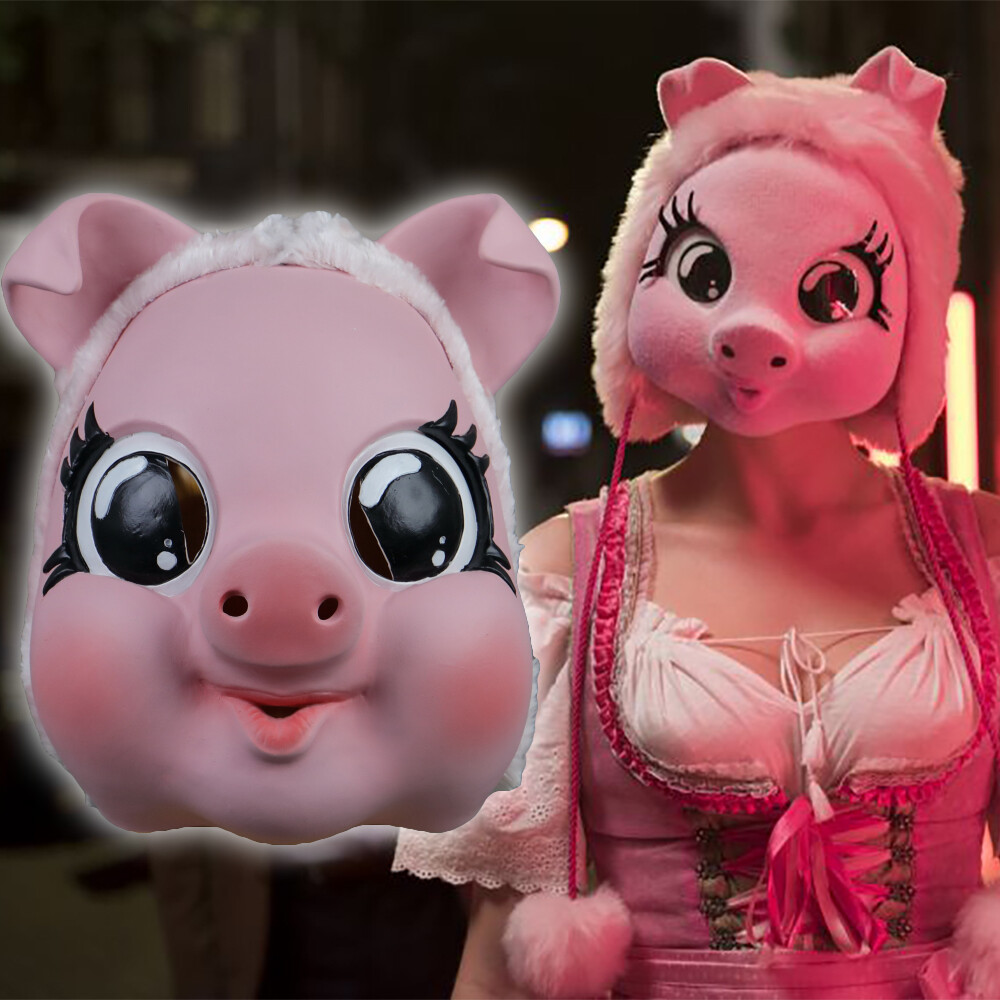 Cosplay Killing Eve Season Villanel le Pink Pig Mask Halloween Party Mask  Prop