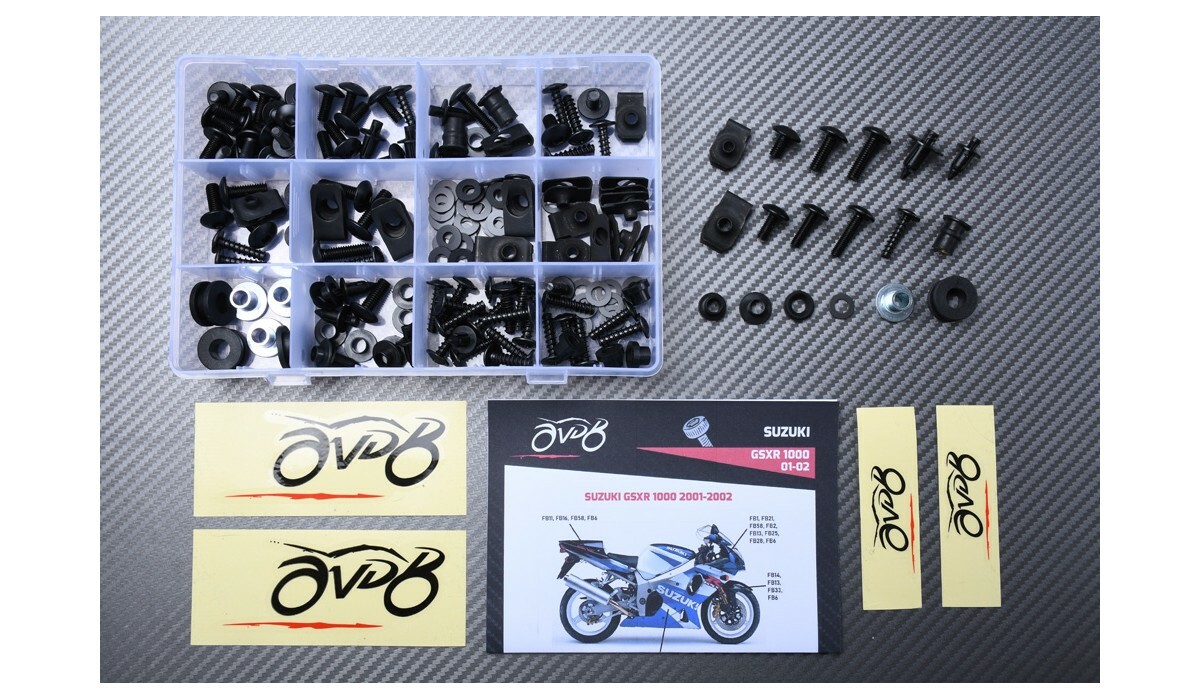 Kit vis noires traité anticorrosion pour carénages de Suzuki GSXR 1000