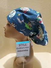 Jetsons Teal Women's Euro/Chef Surgical Scrub Hat/Cap Handmade