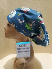 Jetsons Teal Women's Euro/Chef Surgical Scrub Hat/Cap Handmade