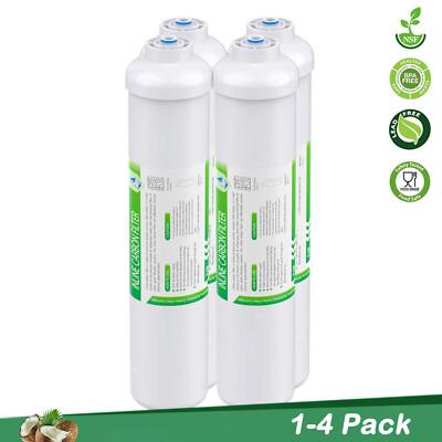 1-4Pack Inline T33 Post Carbon Water Filter Fridge Cartridges 1/4'' Quick Connect