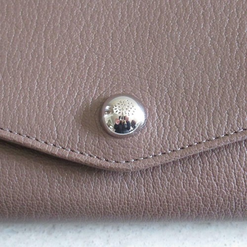 NEW Mulberry Dome Rivet Continental Wallet Shiny Goat Taupe Ballet Pink $500+TAX - Picture 6 of 12