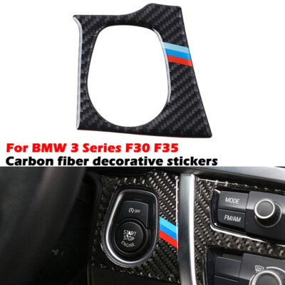 Carbon Fiber Car inside Start Stop Engine Button Cover Fits BMW 3 F30 2013-2018