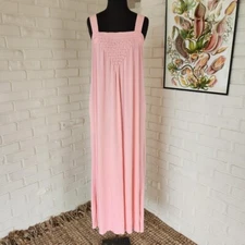 Vtg 70s Maxi Dress, Pink, Terrycloth Towel Style, Summer, Beach, Pool, House