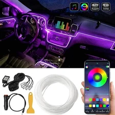6M Car RGB Interior Ambient LED Strip Light APP Music Control Atmosphere Lamps