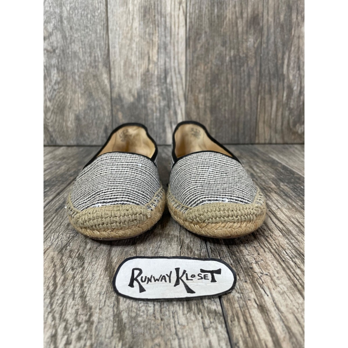 FRANCO SARTO A WHIP Women's Black White Stripe Sequined Espadrille