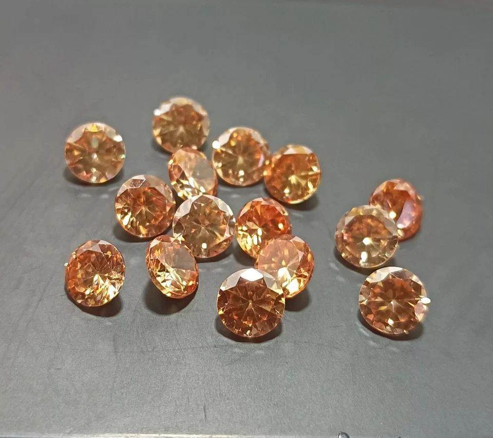 Lote de 14 piedras preciosas sueltas certificadas de zafiro champán natural corte redondo de 5 mm Foto 3 de 4