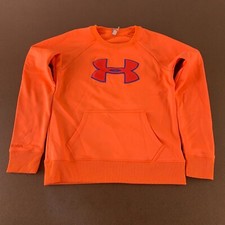 Under Armour Cold Gear Womens Small Semi Fitted Orange Pocketed Sweatshirt Flaw