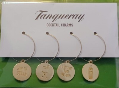 SET OF 4 TANQUERAY GIN PROMO COCKTAIL CHARMS FOR GLASSES BRAND NEW SEALED!