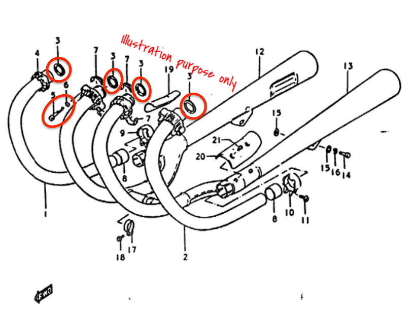 Exhaust Manifold Gasket Repair Set Suzuki GS750 GS850 GS1000 GS1100