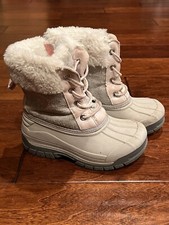 OshKosh B'gosh Hootie G Gray Pink Girls 9 Lace Faux Fur Winter Snow Duck Boots