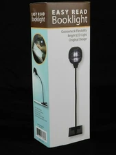 Easy Read Book Light Clip Gooseneck LED Button Battery On Off Shade