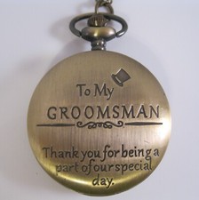 GROOMSMAN Pocket Watch w/ Your Choice of Chain Vintage Style Gifts for Groomsman