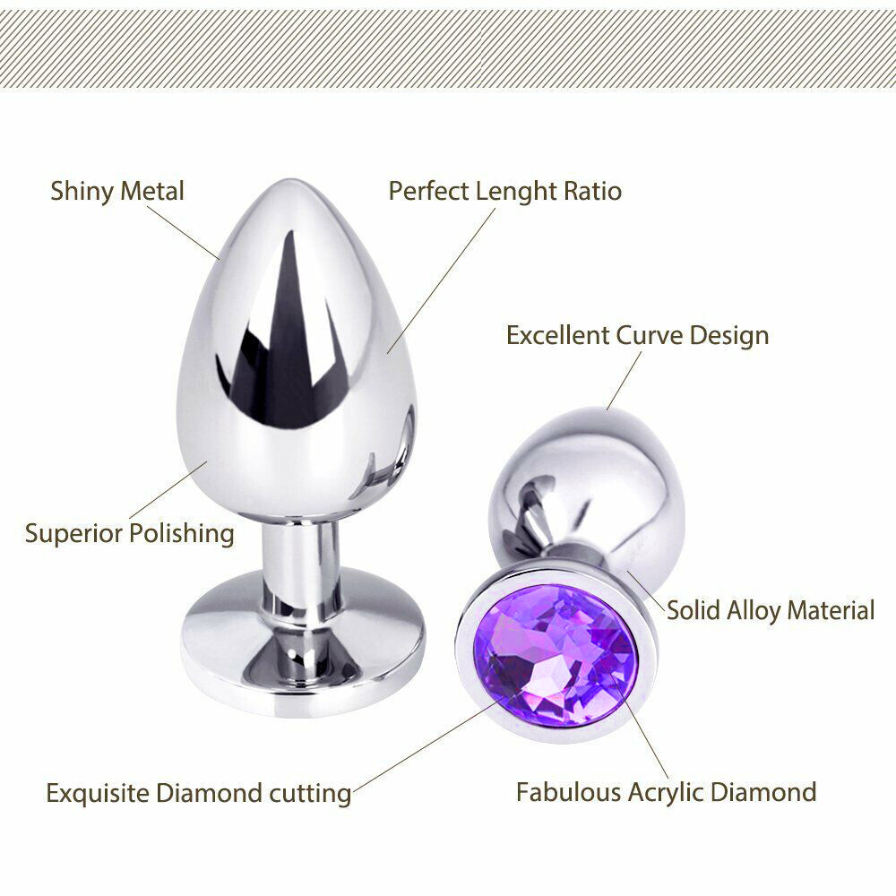 Stainless Steel Diamond Anal Plug  Waterproof Sex Toy For Men & Women, Pink