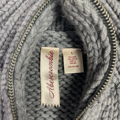 Vintage Abercrombie 90’s Y2K L Sweater Cardigan Zip Coastal Fisherman Fitted - Picture 5 of 6