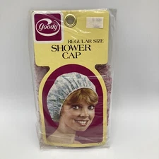 Vintage Goody Shower Cap Regular Size Clear Leaf Print