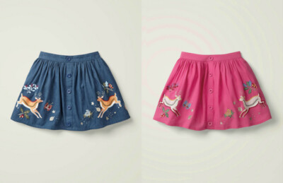 Neu Mini Boden Applikation Party Rock 2-12 Jahre Hirsch Denim oder rosa Knöpfe vorne