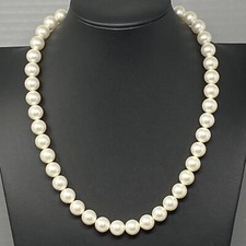 Faux Pearl Necklace Quality White Heavy Beads Collar Holiday Wedding Toggle 20"