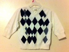 The Childrens Place White Argyle Sweater Size 18 Months EUC  