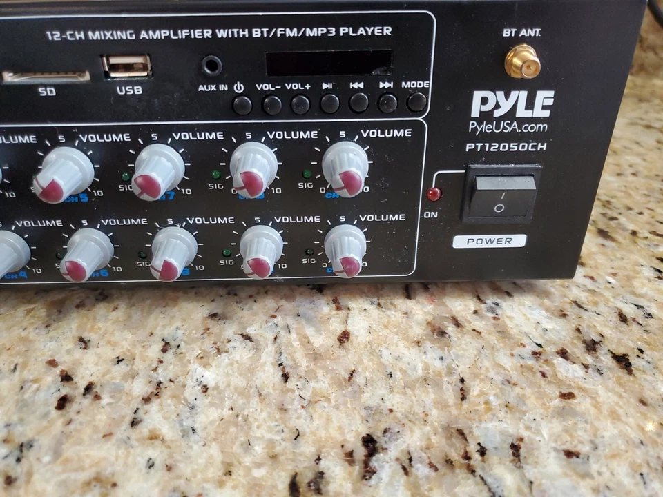 FOR PARTS - Pyle PT12050CH 12-Channel Wireless Bluetooth Amplifier,6000 Watt - Image 2 of 3
