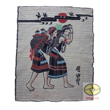 Chinese Yunnan Folk Art Handmade Wall Hanging Batik Tapestry Va Minority Girls