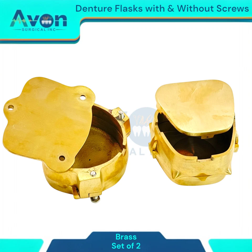 Conjunto de 2 frascos de latão para fazer próteses com e sem parafusos - Ferramentas odontológicas de laboratório - Imagem 3 de 4