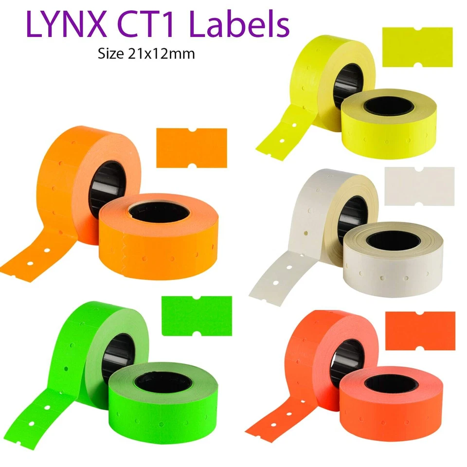 CT1 Price Label Lynx CT1 21x12mm Price Gun Labels – 5 Colors & Orange Price Gun