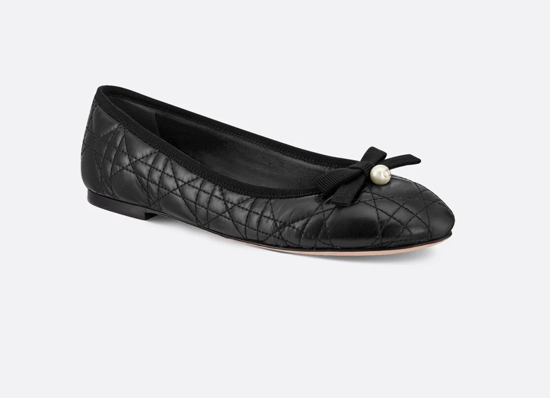 Ballerines plates cannage cuir noir Christian Dior neuves dans leur boîte taille 36,5 neuves ensemble complet