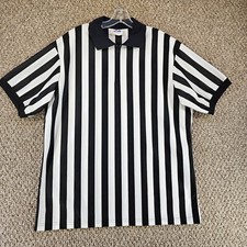 Majestic Referee Shirt Mens XL Basketball Striped 1/4 Zip VINTAGE