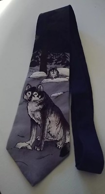 World Wildlife Fund Gray Wolves Silk Men's Necktie. Design no. 128