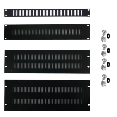 Blindplatte Rack Panel belüftet 19 Zoll 19'' 1HE 2HE 3HE 4HE mit Befestigungssatz Entlüftung