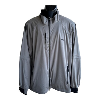 Cutter & Buck WeatherTec Size L Gray /Black Full Zip Rain Wind  Jacket