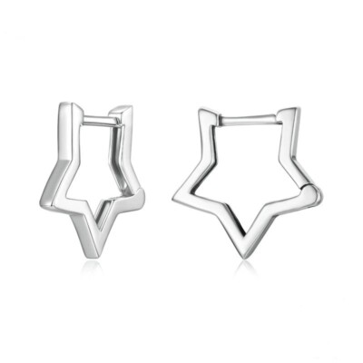 Pendientes de aro con formato estrella de Plata de Ley 925.