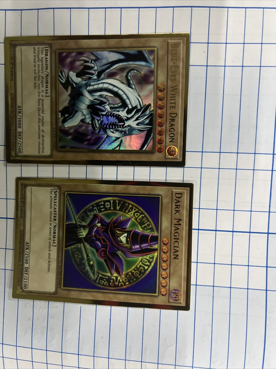 Blue Eyes White Dragon + Dark Magician NM Yugioh Mged Gold | eBay