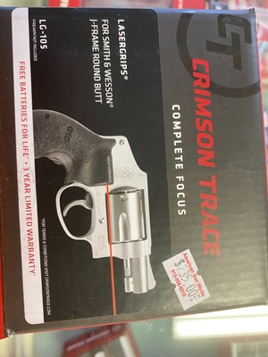 Crimson trace red laser grips black grips model lg 105 for the j frame s&w