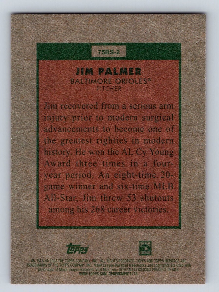 Jim Palmer 2024 Topps Heritage 1975 Baseball Sensations #75BS-2
