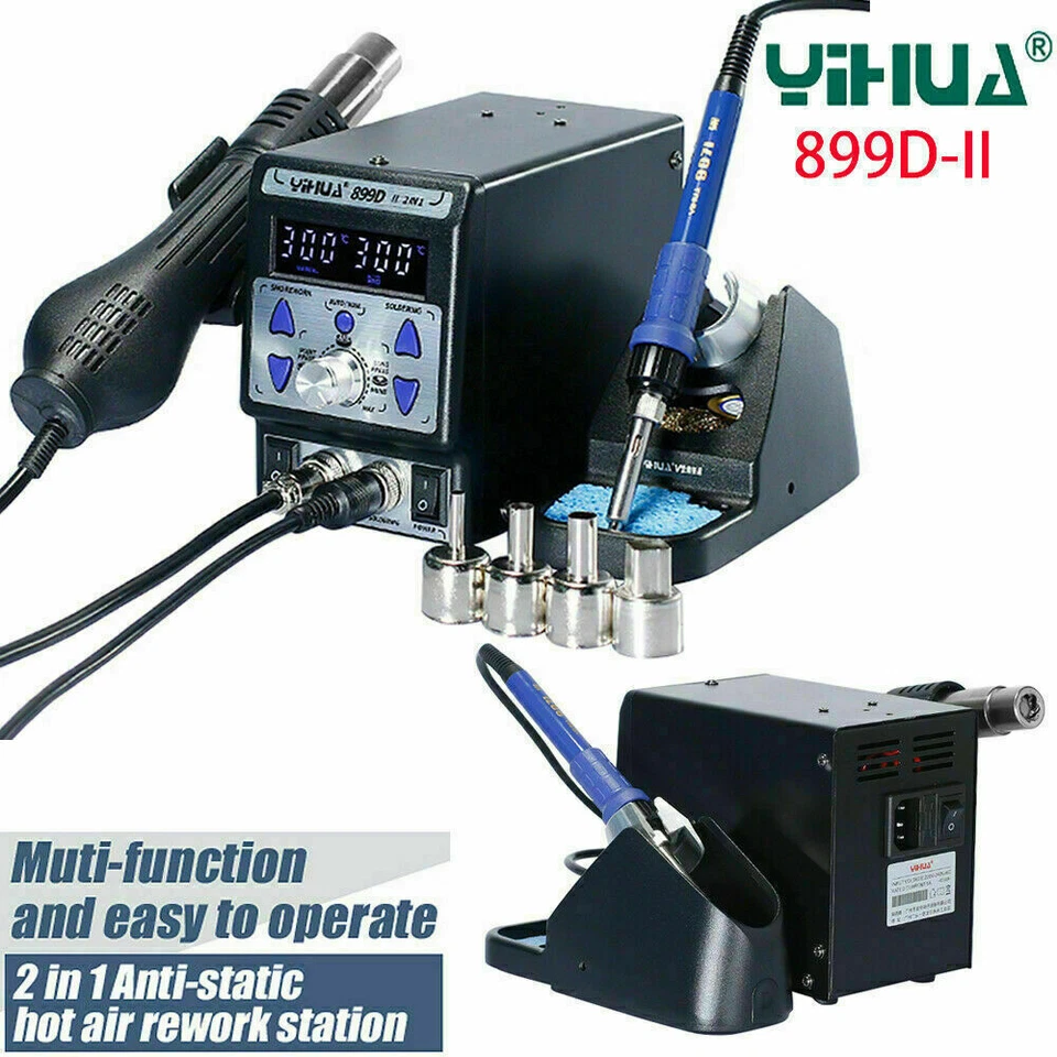 720W 899D II 2in1 BGA Rework Soldering Station SMD PCB Welder Iron Hot Air Gun - Image 2 of 4