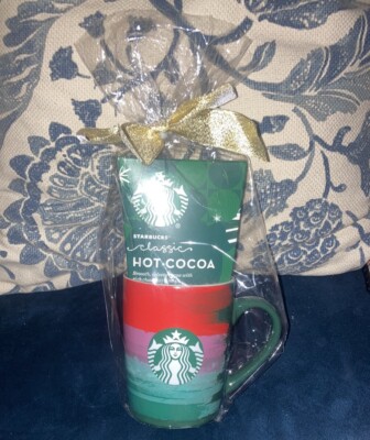 Starbucks Mug 10oz &  Hot Chocolate Coco Mix - Red, Magenta/Purple, Blue & Green