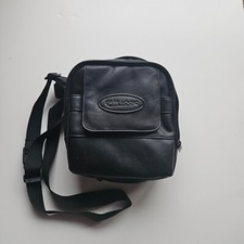 Black Leather Camera Bag with Shoulder Strap   4 pockets