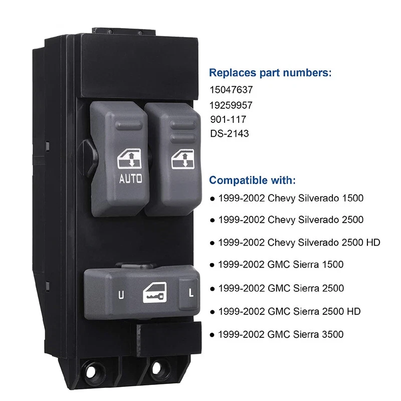 Master Window Switch for 1999-2002 Chevy Chevrolet Silverado/GMC Sierra 15047637 Foto 4 de 4